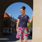 Preview: Bordüren Jersey Stoff in blau fuchsia