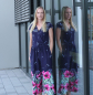Preview: Bordüren Jersey Stoff in blau fuchsia