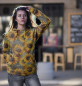 Preview: French Terry mit Sonnenblumen. Jetzt online kaufen bei Graustufen-Stoffe.