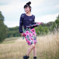 Preview: Bordüren Jersey Stoff in blau fuchsia