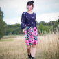 Preview: Bordüren Jersey Stoff in blau fuchsia