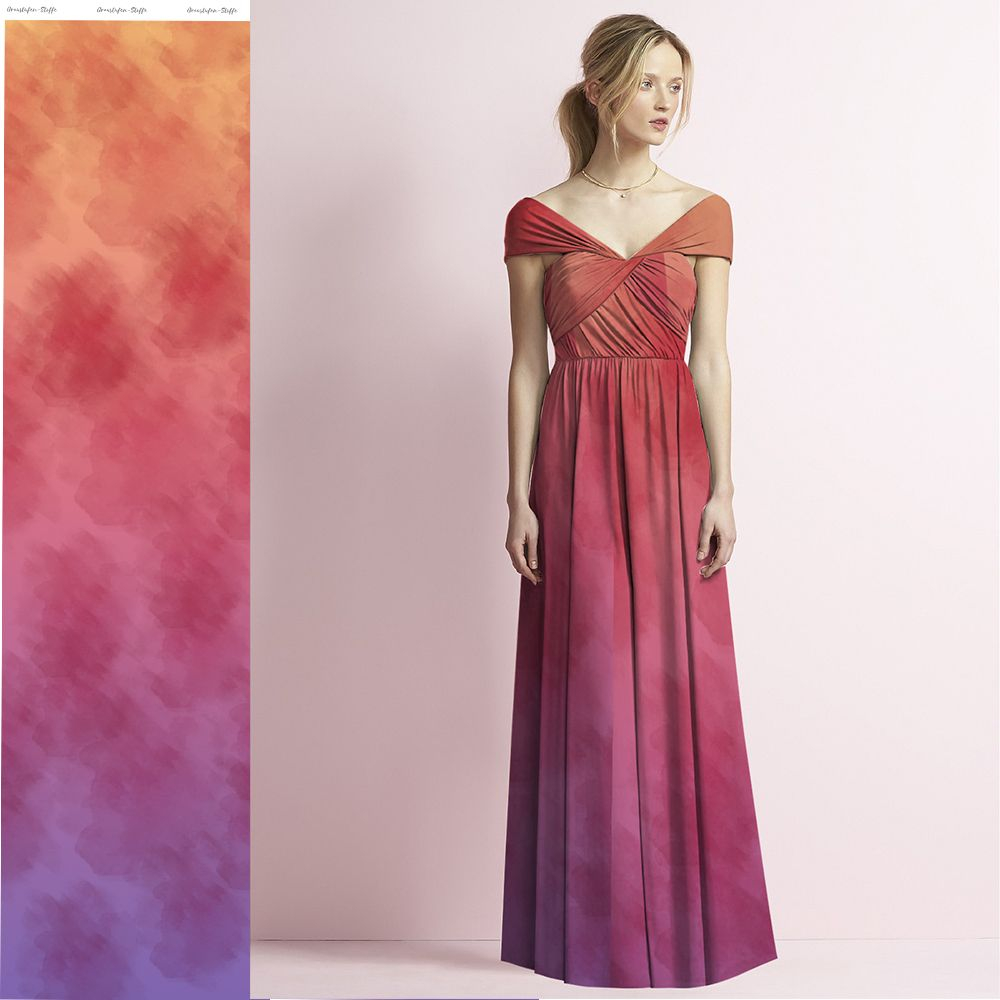 Viskosejersey  Bordüre Eigenproduktion "Love is the key - Sunset" - von Graustufen-Stoffe