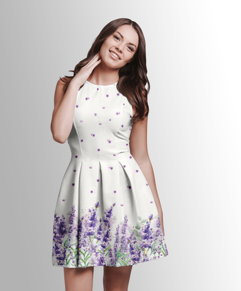 Jersey Bordüren Stoff mit Lavendel