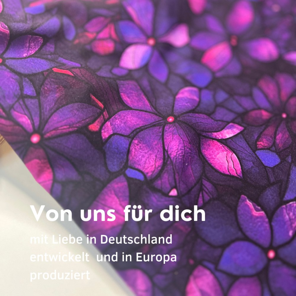 Bio Viskosejersey mit Überbreite: Eigenproduktion Velvet Blossom  (Bordüre) von Graustufen-Stoffe