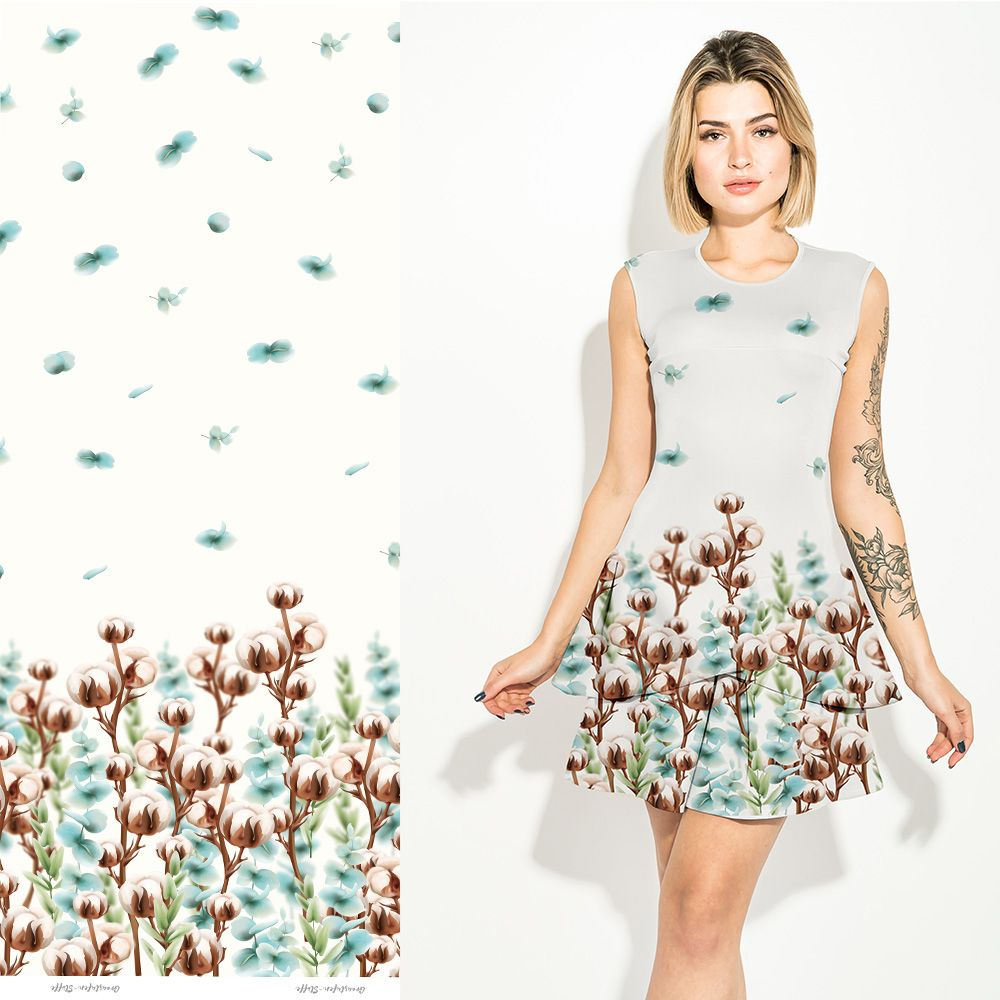B-Ware, Eigenproduktion Cotton Dreams -  Graustufen-Stoffe auf Baumwolljersey in altweiß