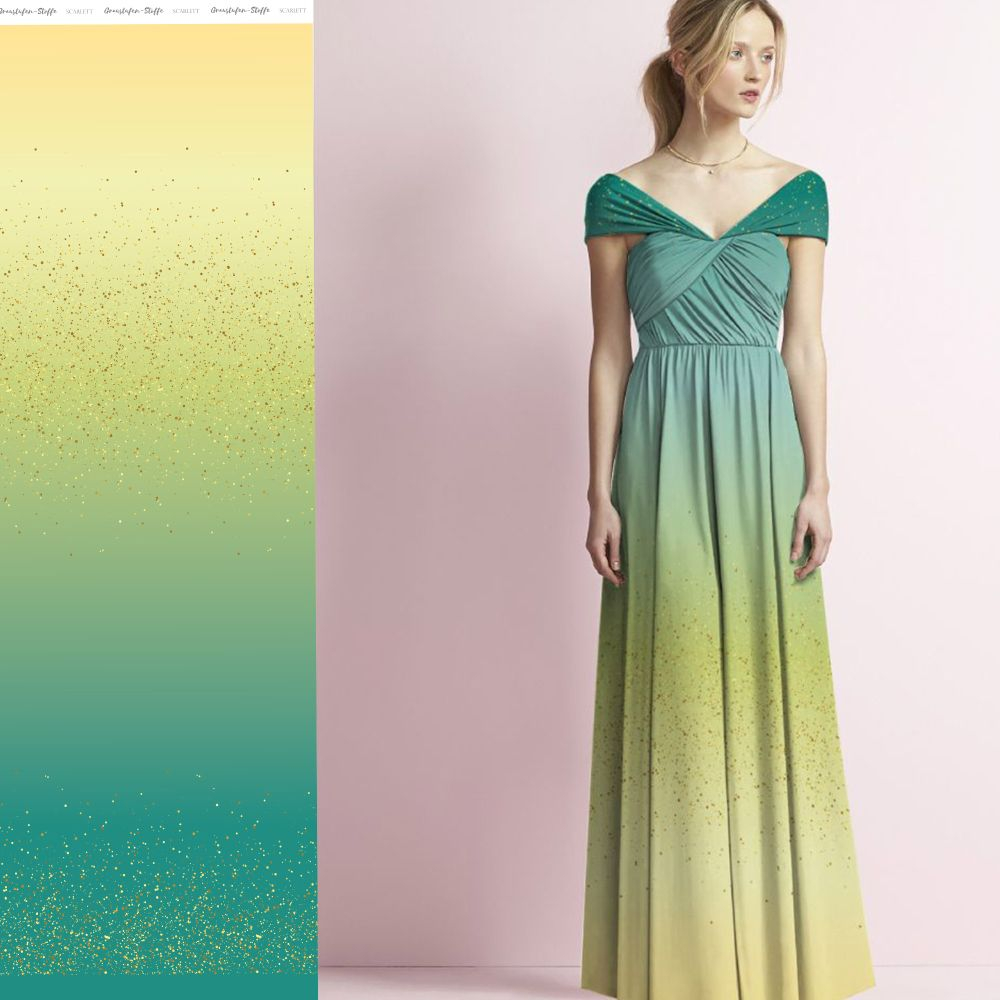 Reststück 140 cm, Viskosejersey  Bordüre Eigenproduktion "Scarlett 2023 - Daisis" - von Graustufen-Stoffe