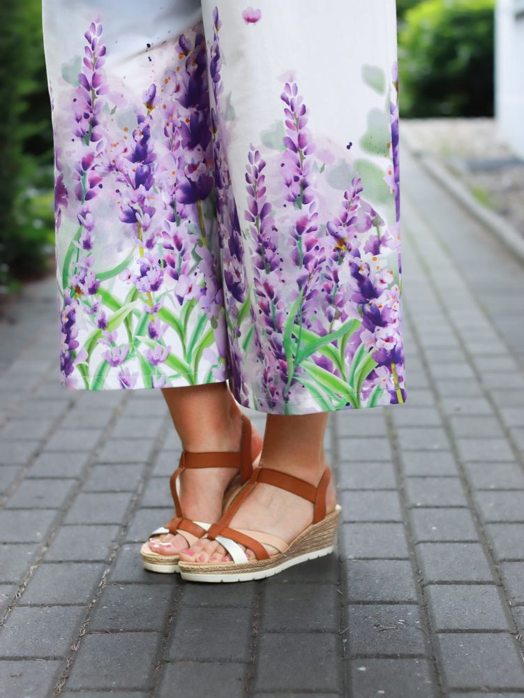 Jersey Bordüren Stoff mit Lavendel
