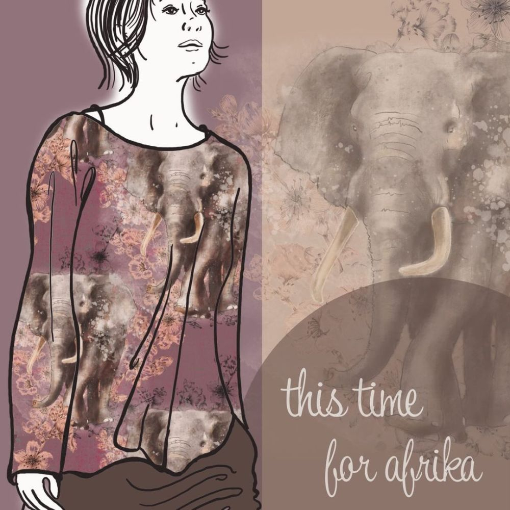 "This time for Afrika" the power of Love - Eigenproduktion von Graustufen-Stoffe auf Baumwolljersey