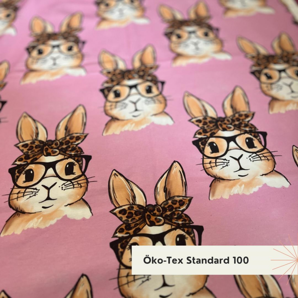 Hipster Leo Bunny - Eigenproduktion von Graustufen-Stoffe