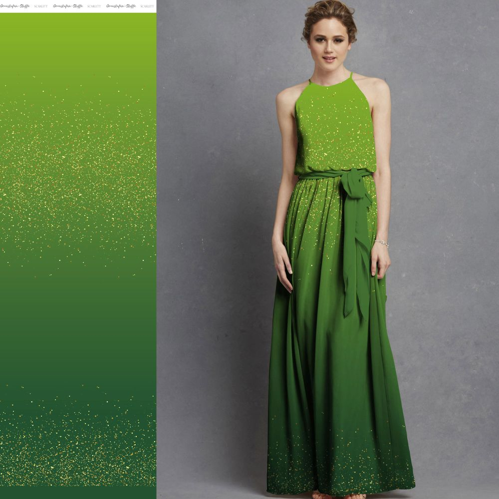 Reststück 130 cm, Viskosejersey  Bordüre Eigenproduktion "Scarlett 2023 - Dark Meadow" - von Graustufen-Stoffe