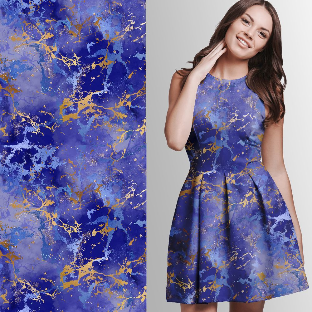 Viskosejersey Eigenproduktion "Marble walk in blue" - von Graustufen-Stoffe