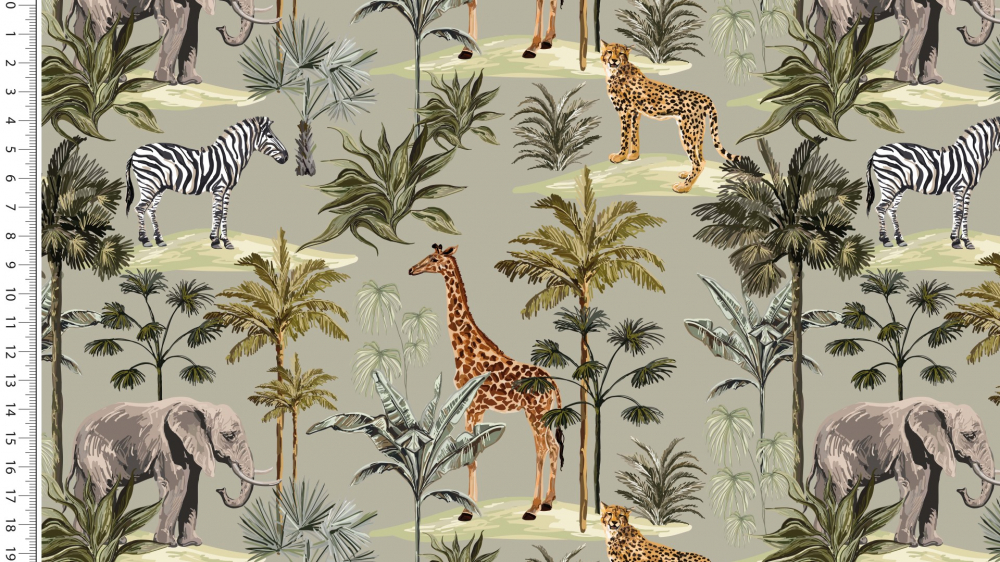 Kinderstoff Safari altgrün - Baumwolljersey