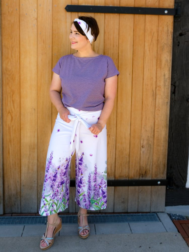 Jersey Bordüren Stoff mit Lavendel