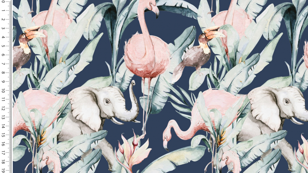 Jersey - marine - Elefanten & Flamingos