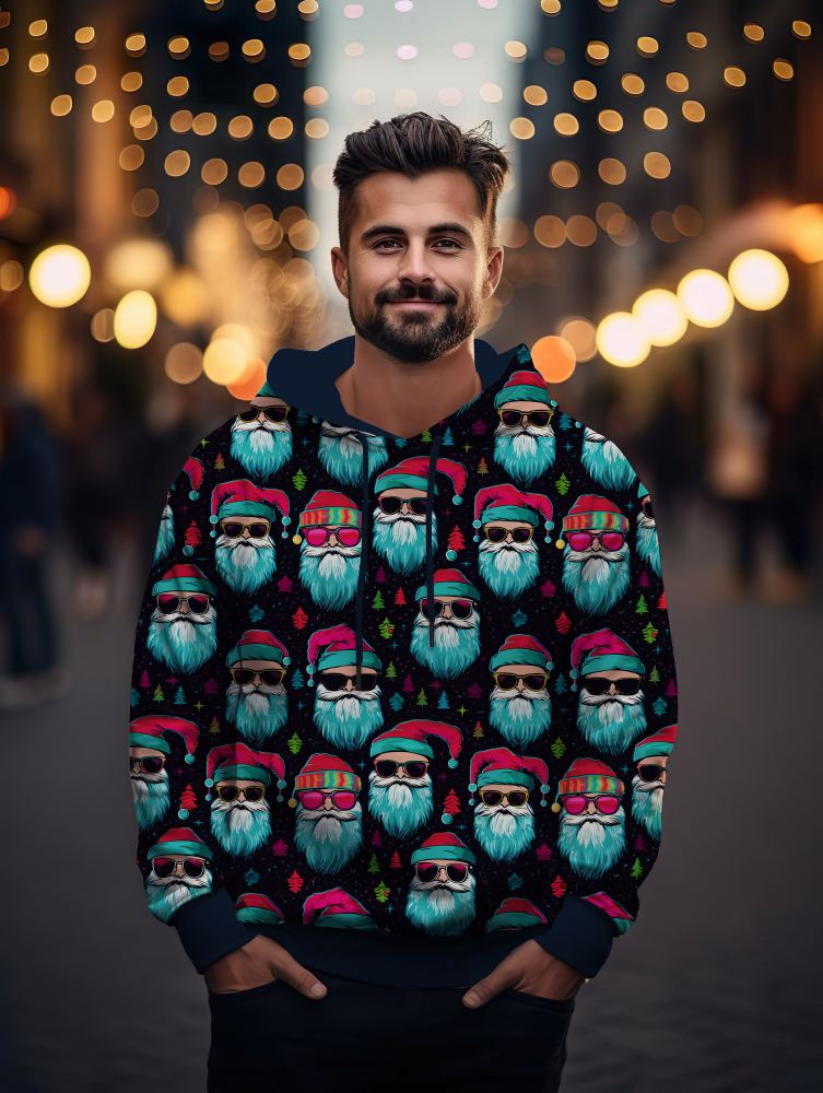 Hipster Santa - Eigenproduktion von Graustufen-Stoffe