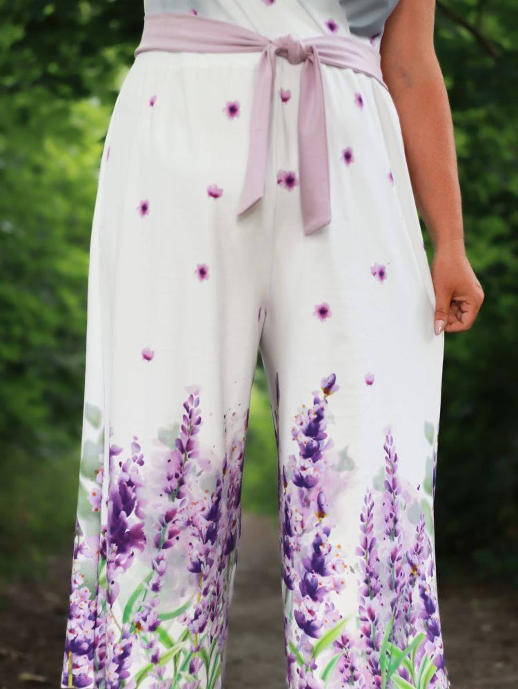 Jersey Bordüren Stoff mit Lavendel
