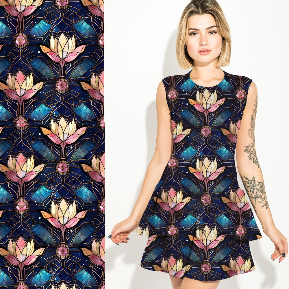 Viskosejersey  Eigenproduktion "Magic Lotus" - von Graustufen-Stoffe