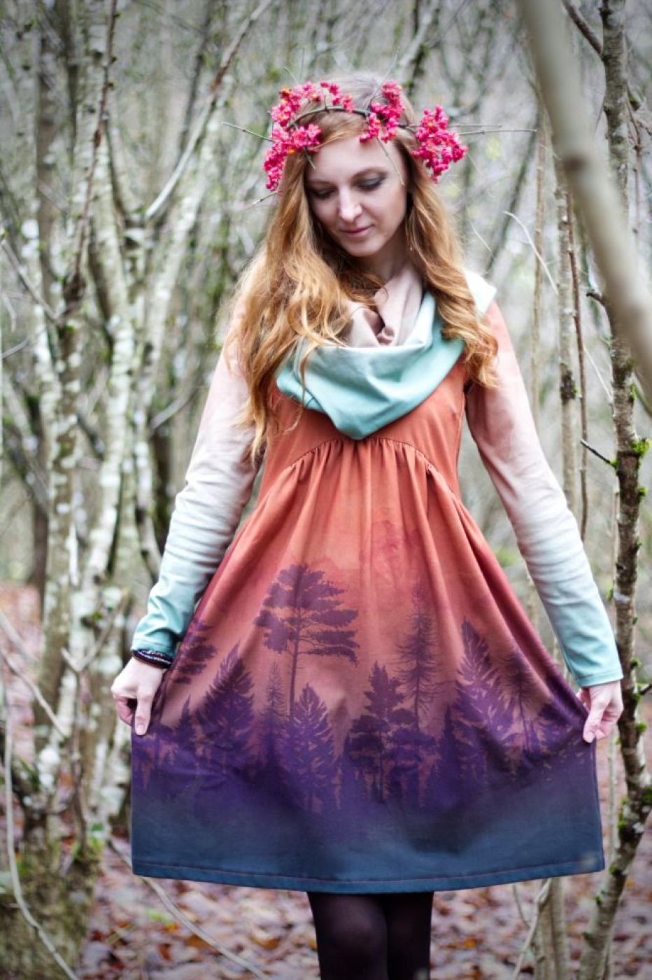 The Wood, Peaceful Evening, Premium Sommersweat / French Terry, exklusive Eigenproduktion von Graustufen-Stoffe