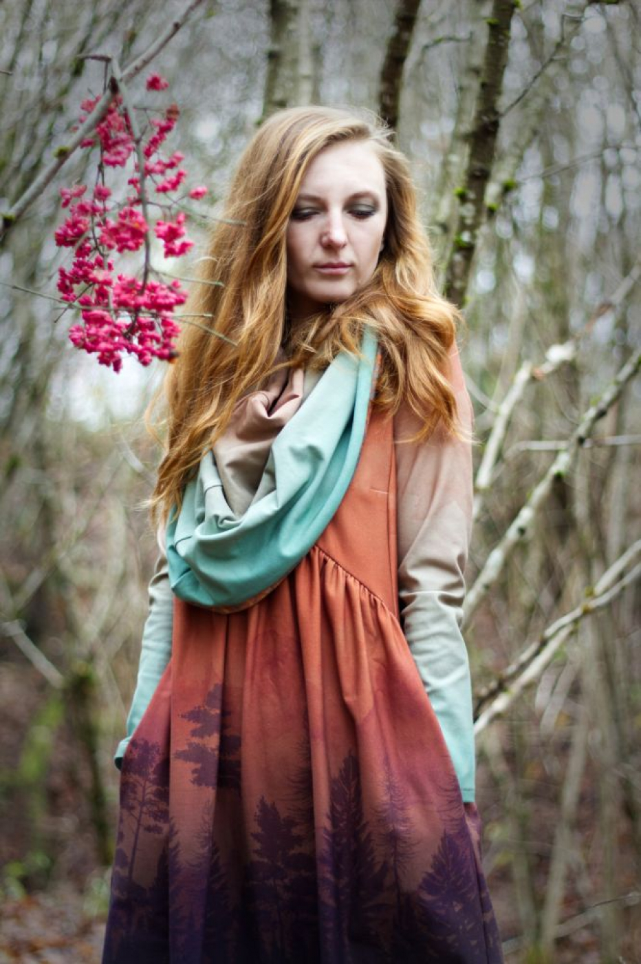 The Wood, Peaceful Evening, Premium Sommersweat / French Terry, exklusive Eigenproduktion von Graustufen-Stoffe