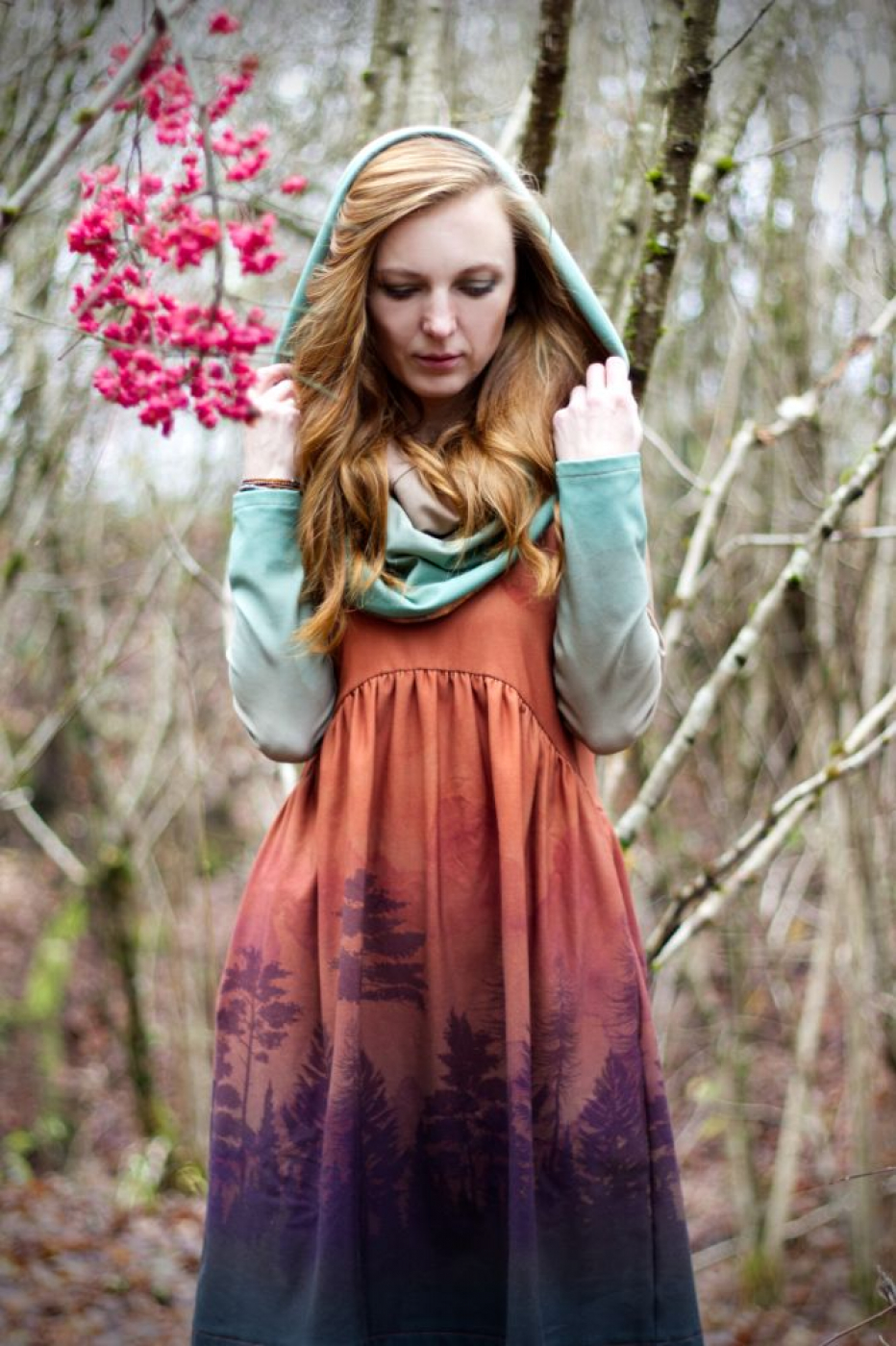 The Wood, Peaceful Evening, Premium Sommersweat / French Terry, exklusive Eigenproduktion von Graustufen-Stoffe