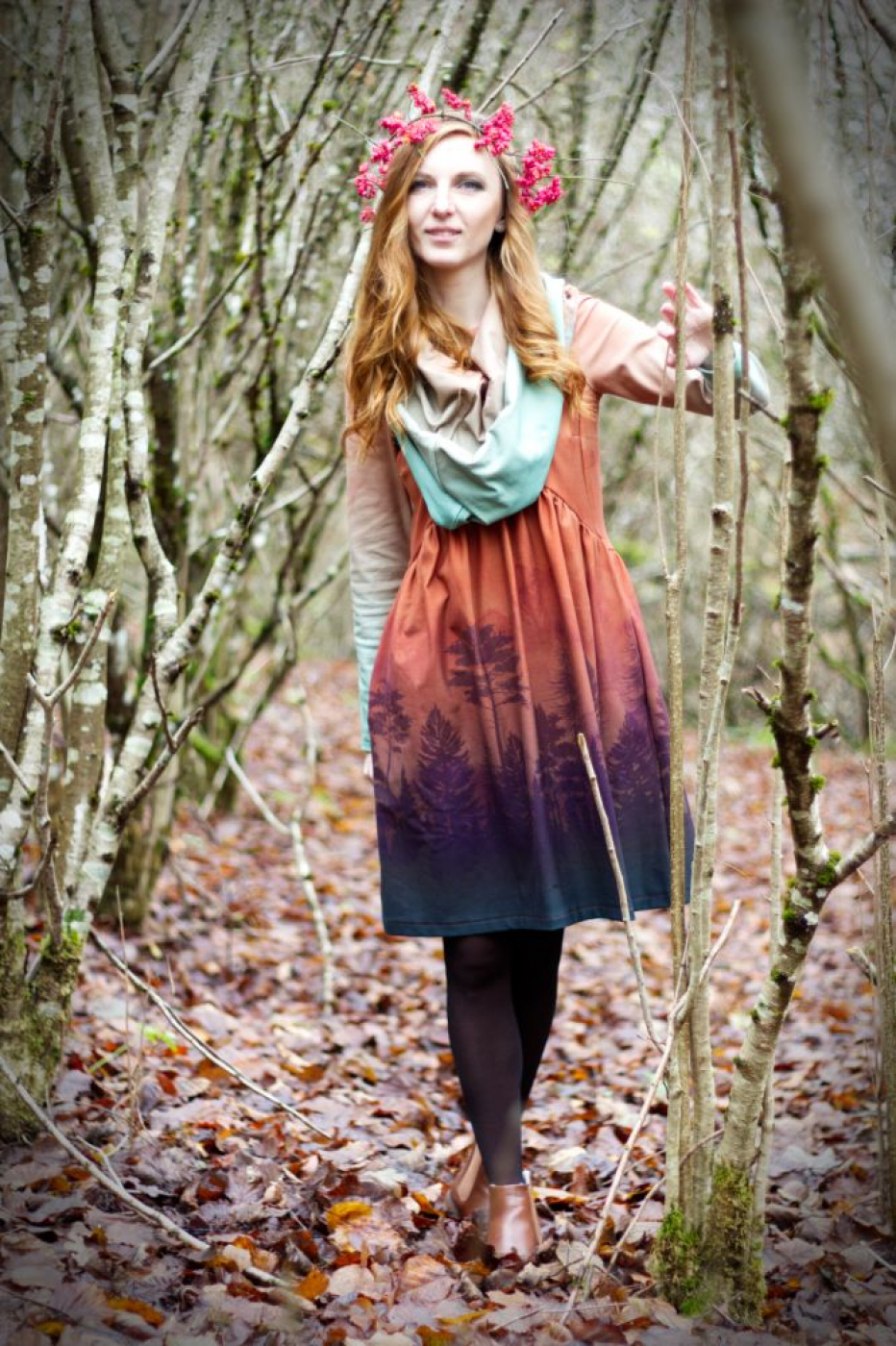 The Wood, Peaceful Evening, Premium Sommersweat / French Terry, exklusive Eigenproduktion von Graustufen-Stoffe