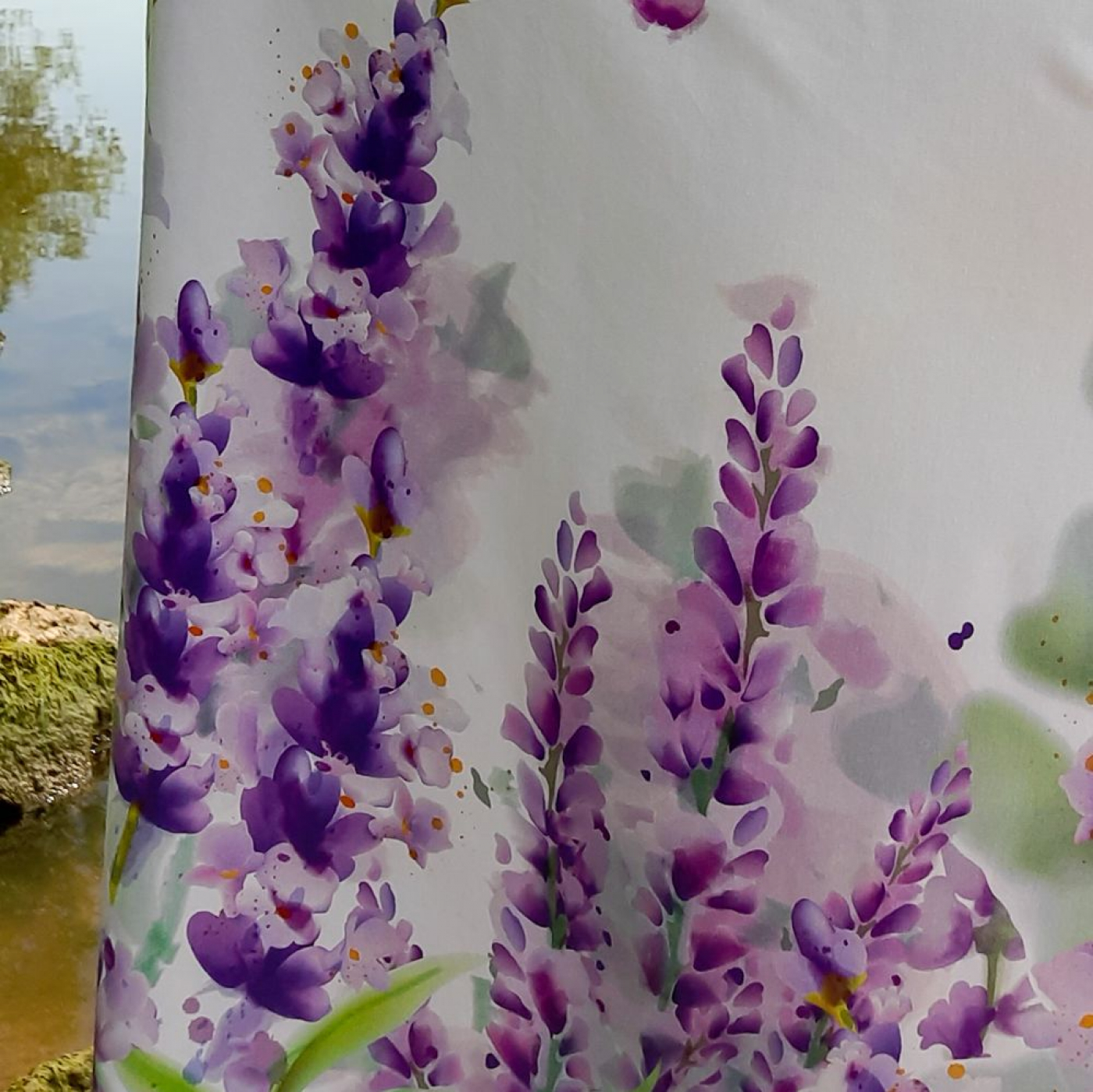 Jersey Bordüren Stoff mit Lavendel