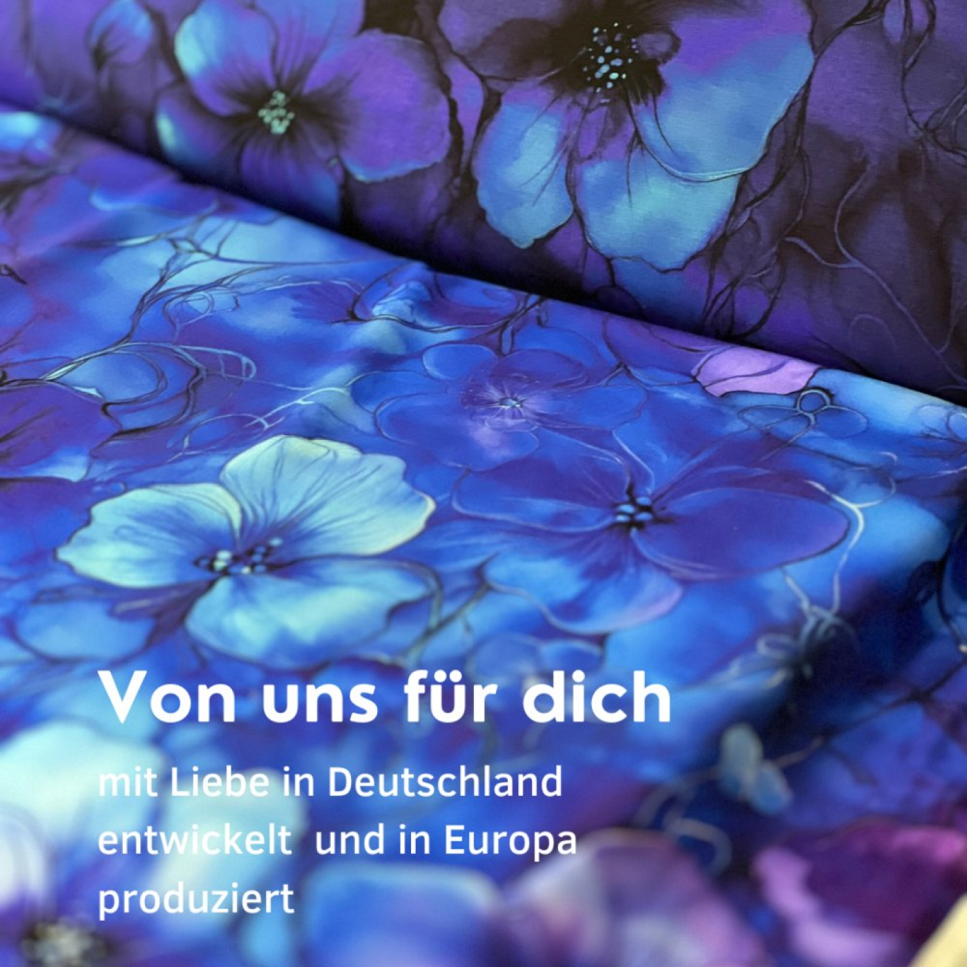 Reststück 250 cm, Bio Viskosejersey mit Überbreite (Stoffbreite ca. 170 cm): Eigenproduktion Blossom  (Bordüre) von Graustufen-Stoffe