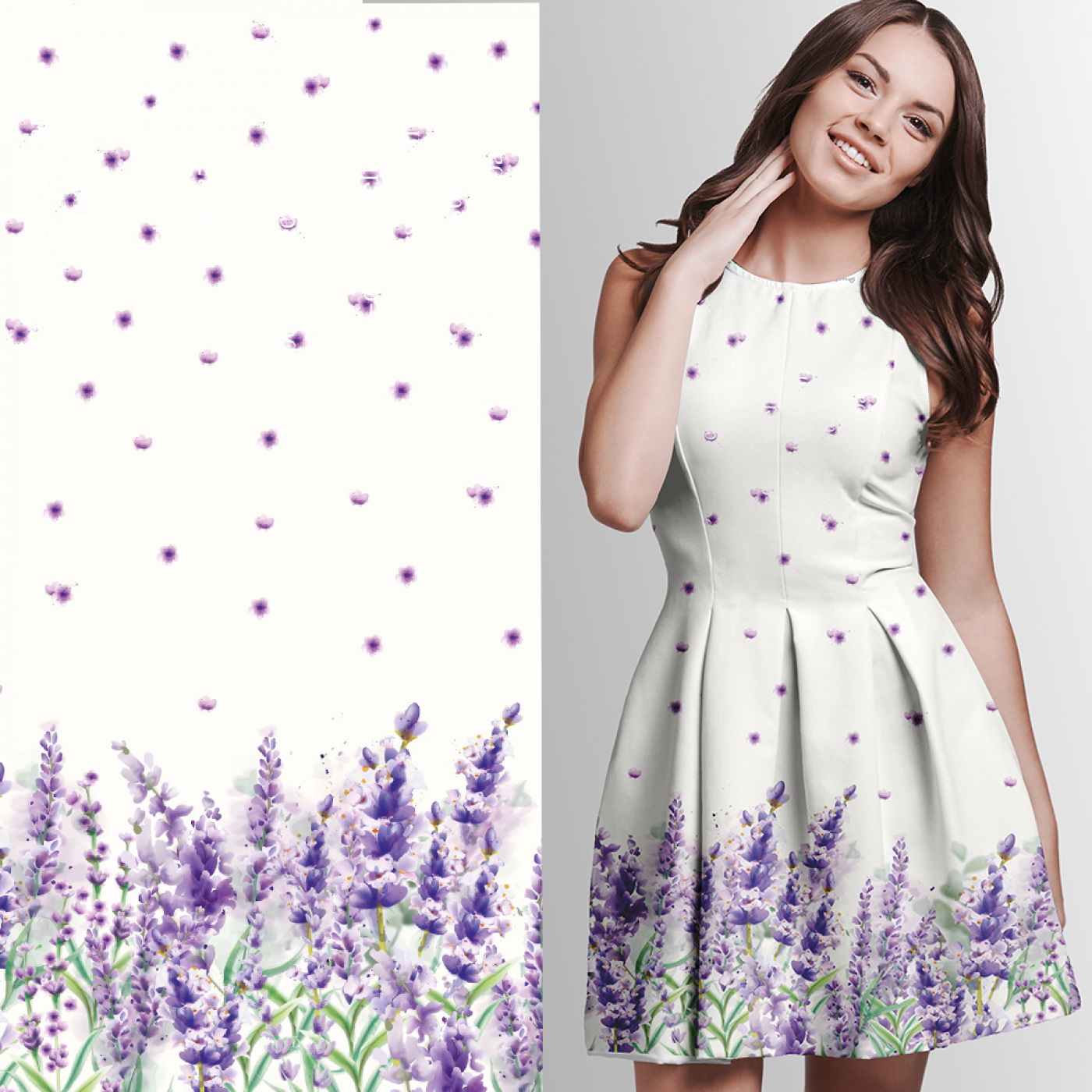 Jersey Bordüren Stoff mit Lavendel