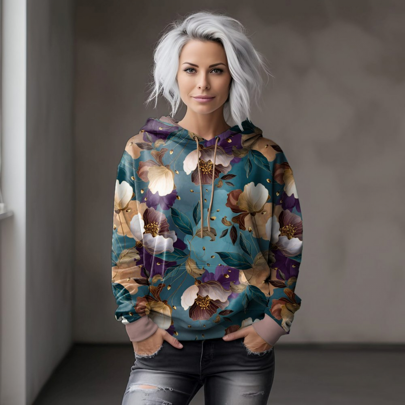 Wochenend-Aktion: Vintage Flowers First Love Kollektion - Eigenproduktion von Graustufen-Stoffe
