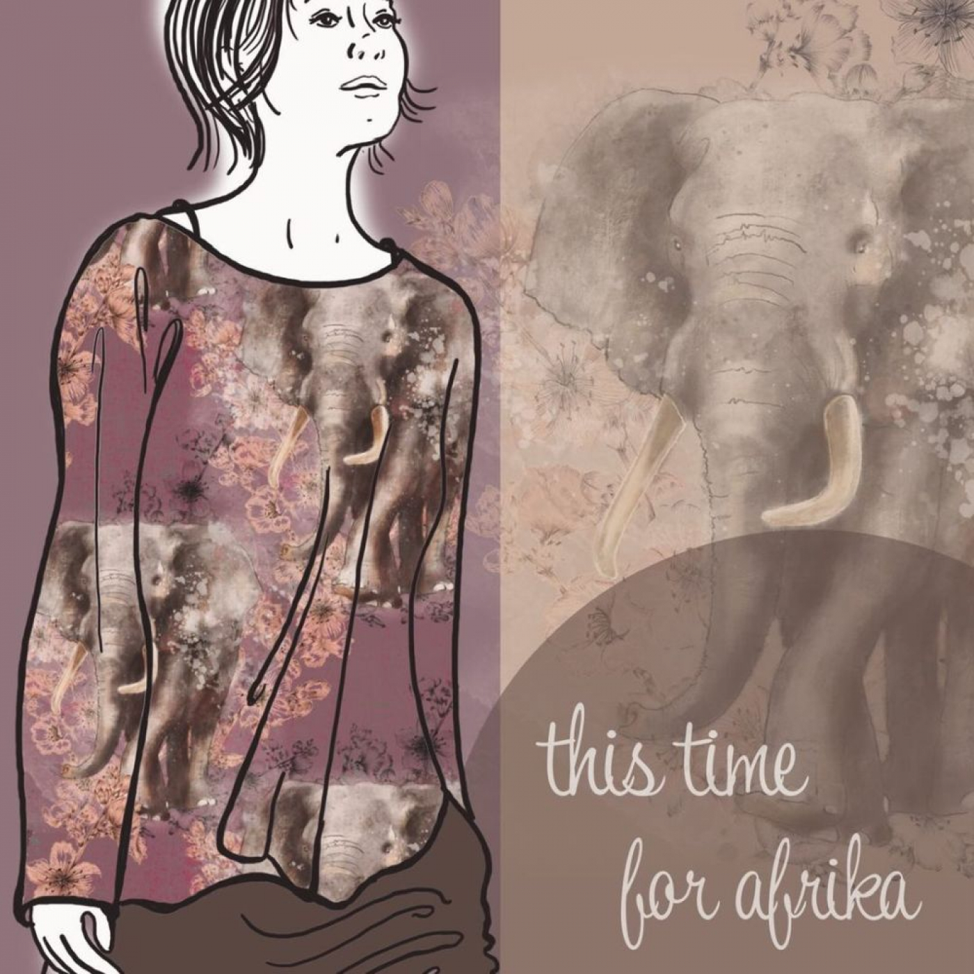Charitystoff: "This time for Afrika" the power of Love - Eigenproduktion von Graustufen-Stoffe auf Baumwolljersey