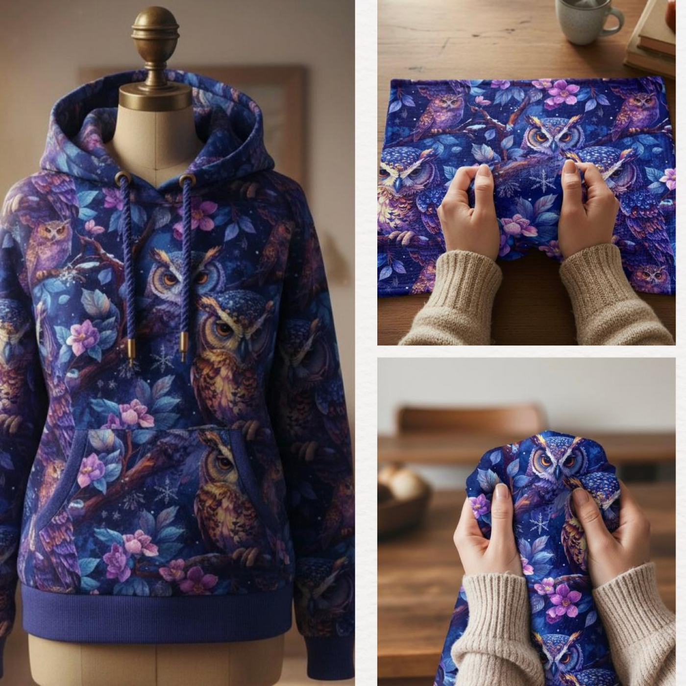 Owls  - Eigenproduktion von Graustufen-Stoffe