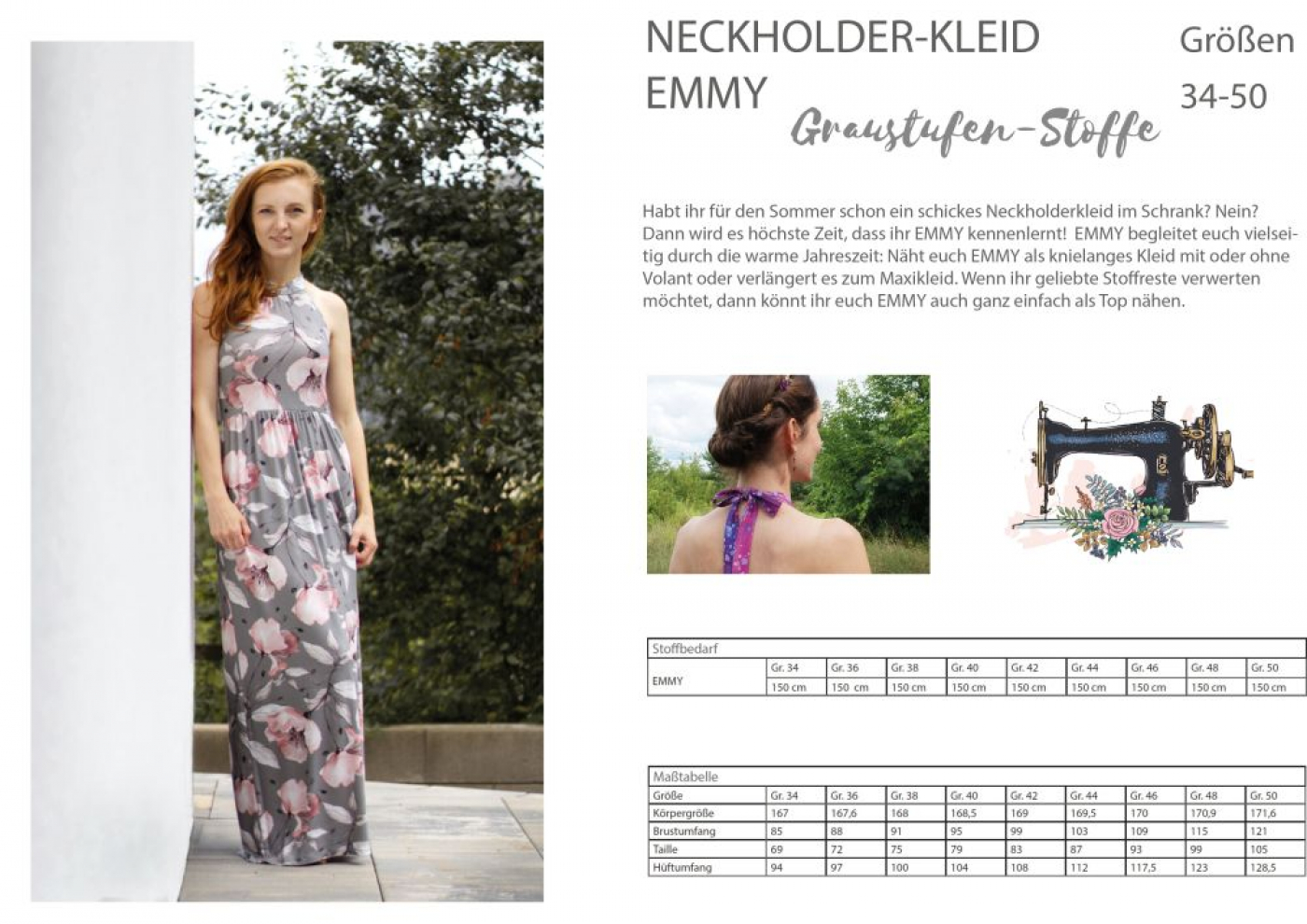 Neckholder-Kleid EMMY,  GR. 34-50  EBOOK UND SCHNITTMUSTER