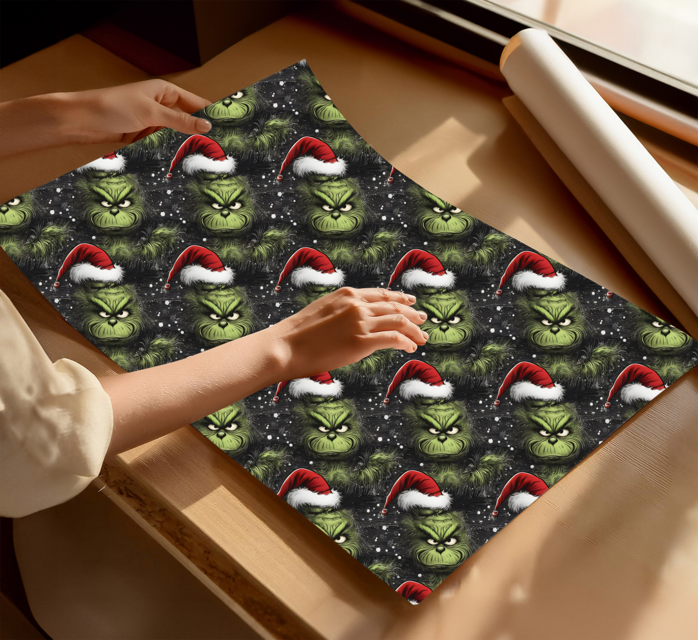 Geschenkpapier / Poster / The Grinch von Graustufen-Stoffe