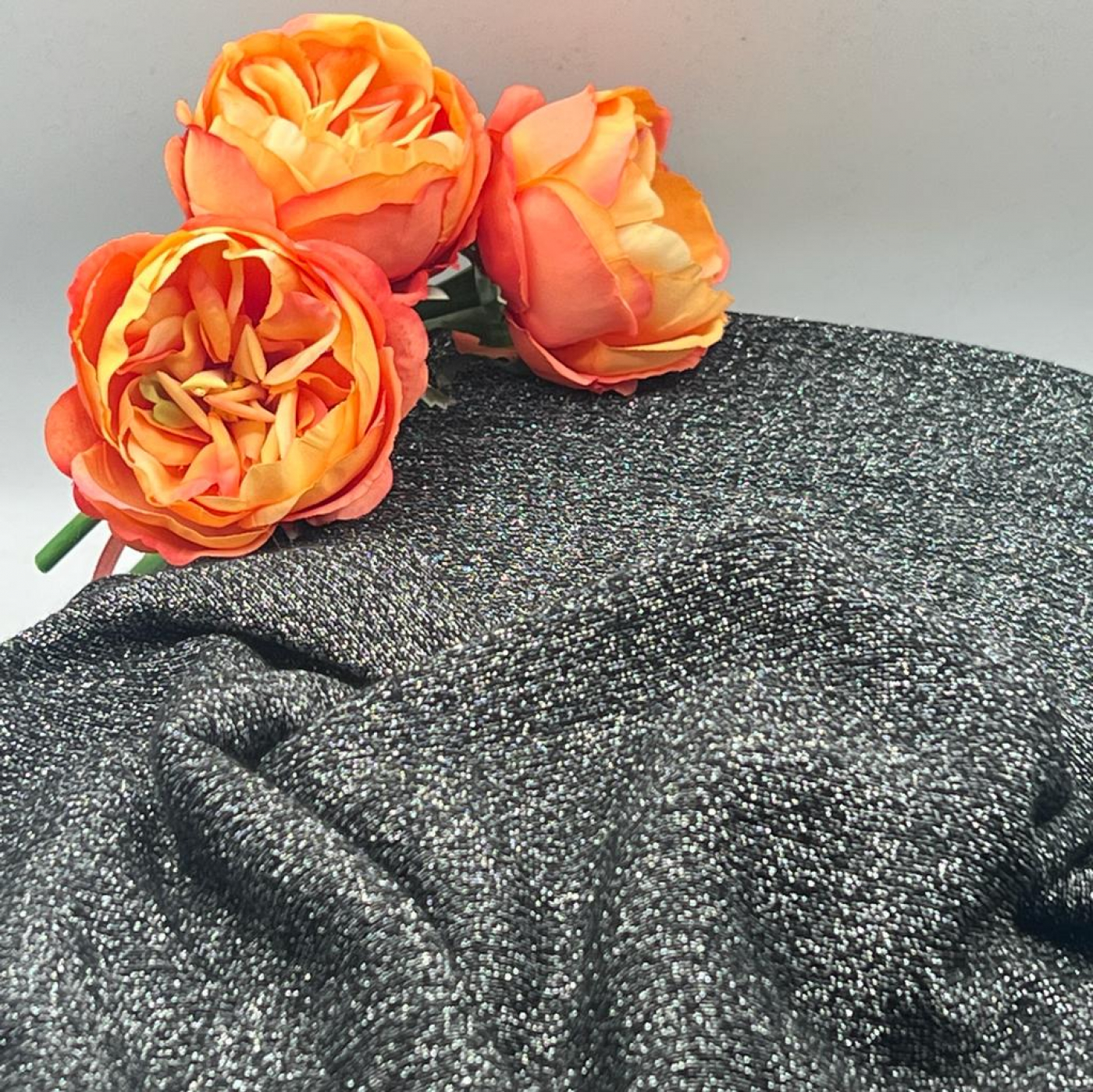 Viskosestrick Glitzer - black
