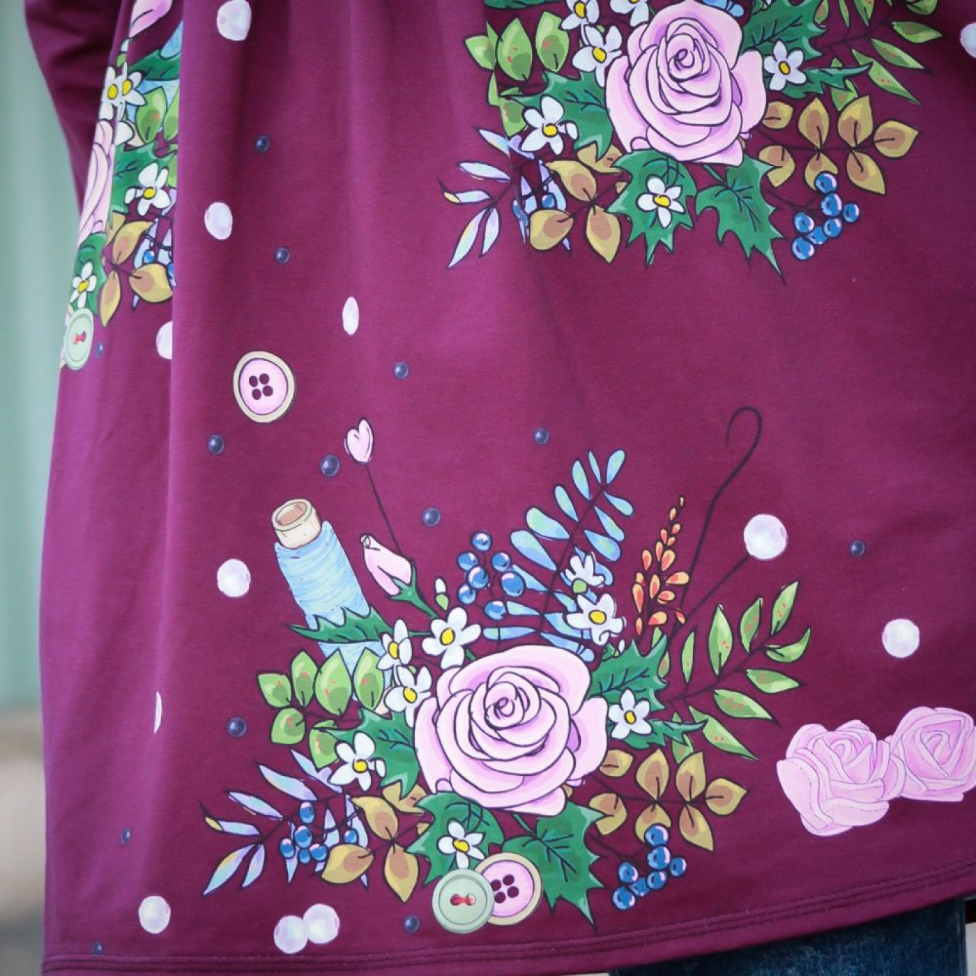 Eigenproduktion Sewing Love von Graustufen-Stoffe auf Baumwolljersey