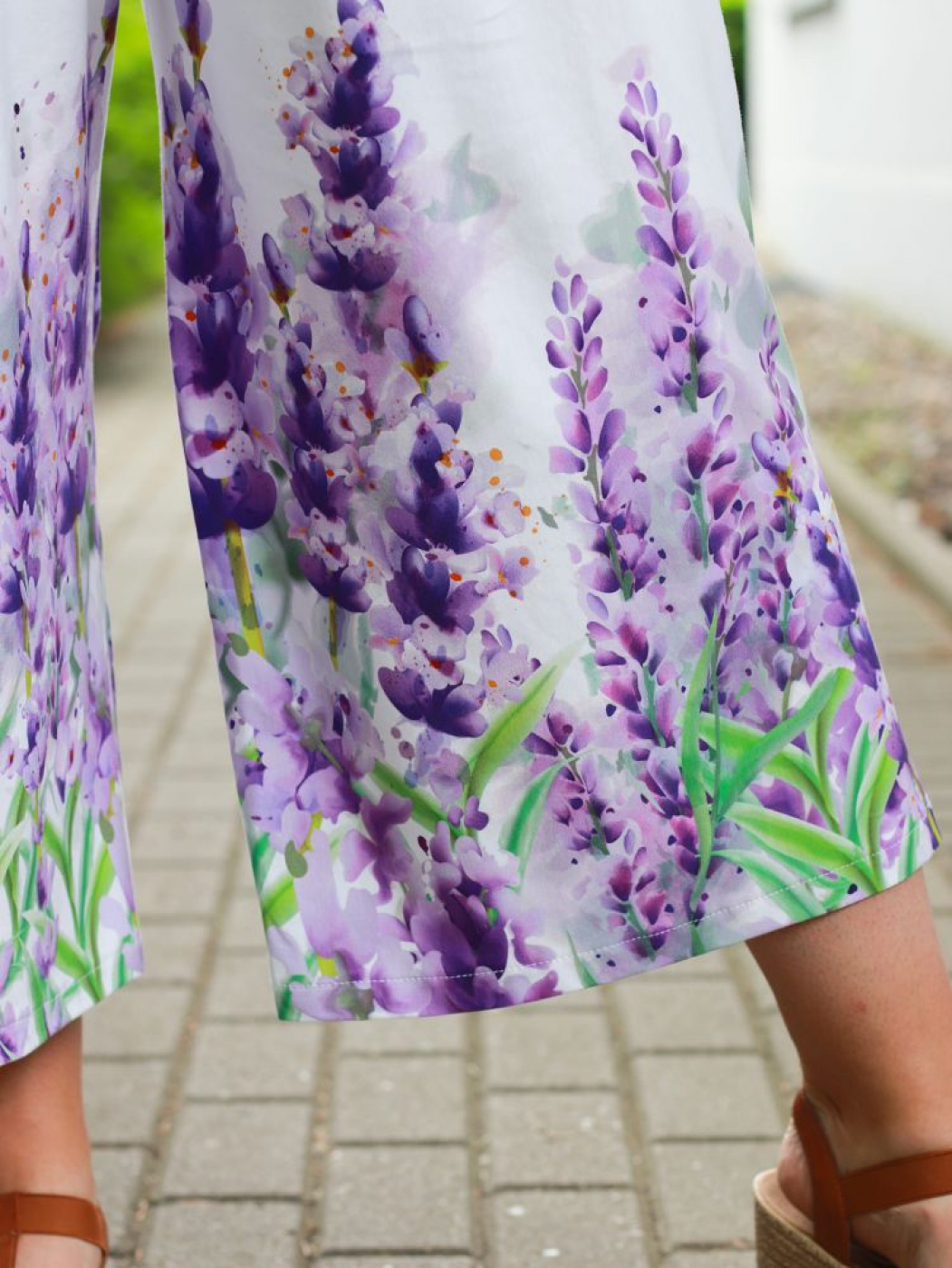 Jersey Bordüren Stoff mit Lavendel