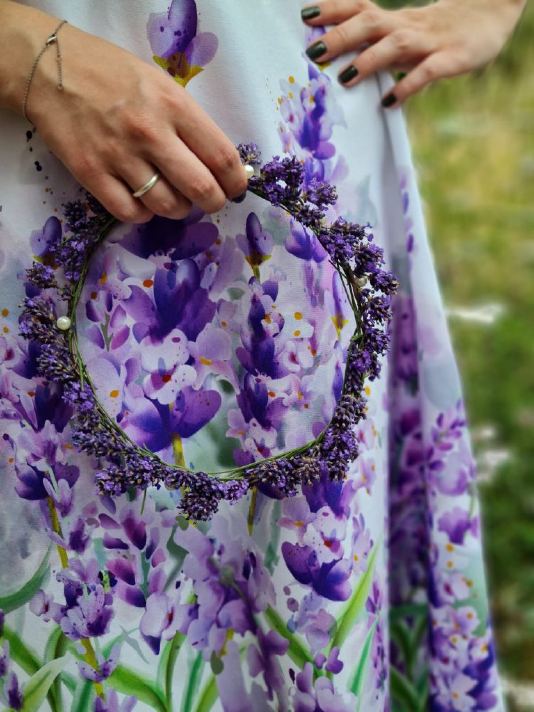 Jersey Bordüren Stoff mit Lavendel