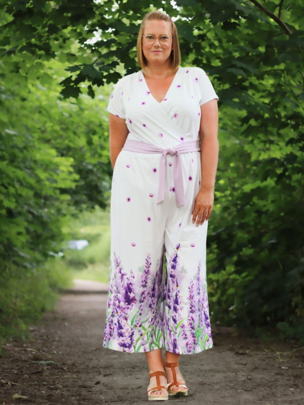 Jersey Bordüren Stoff mit Lavendel
