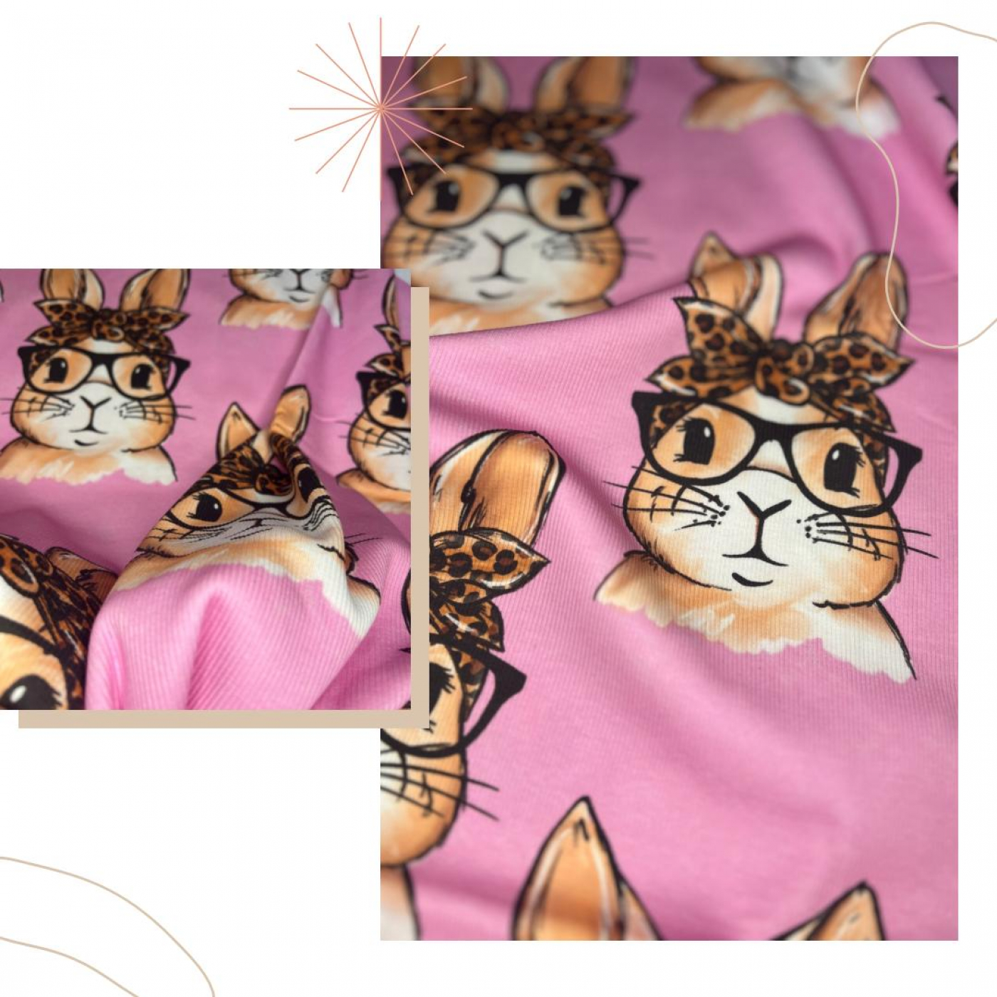 Hipster Leo Bunny - Eigenproduktion von Graustufen-Stoffe