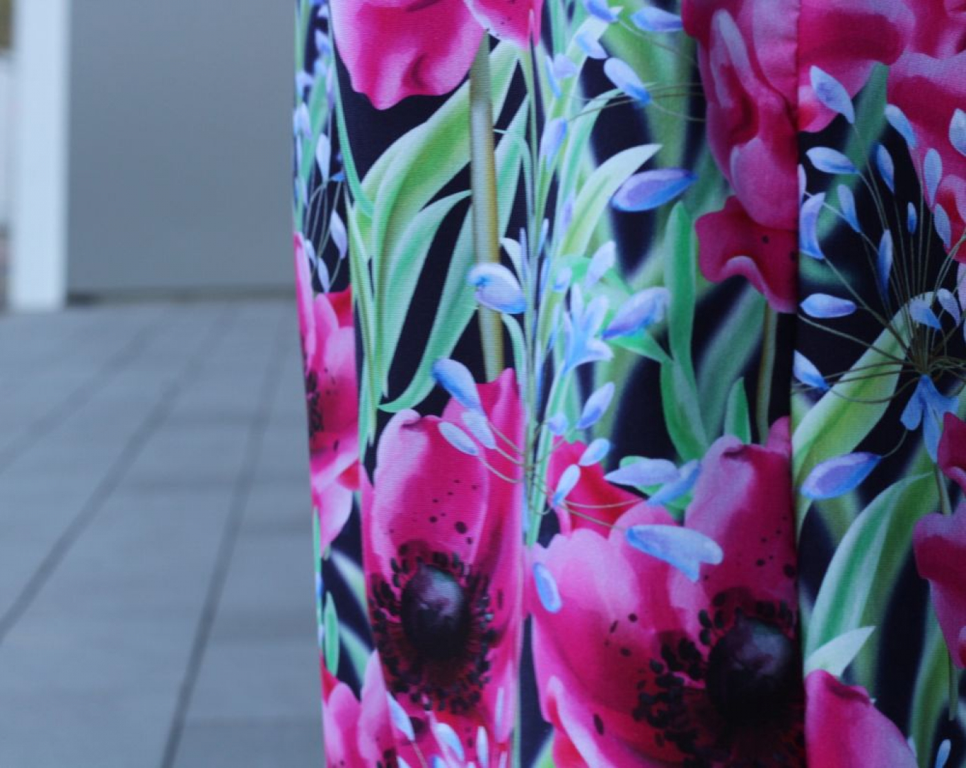 Bordüren Jersey Stoff in blau fuchsia