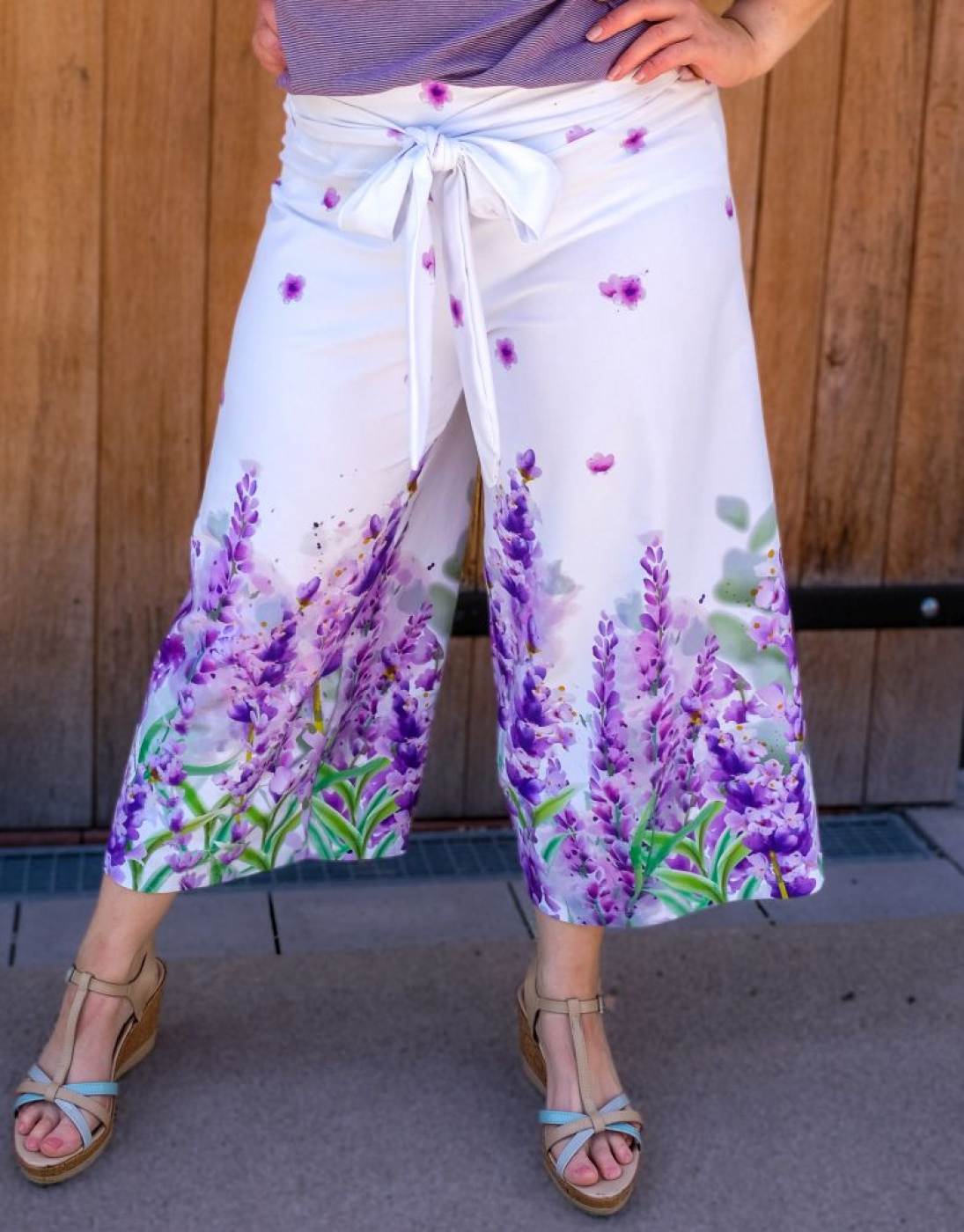 Jersey Bordüren Stoff mit Lavendel