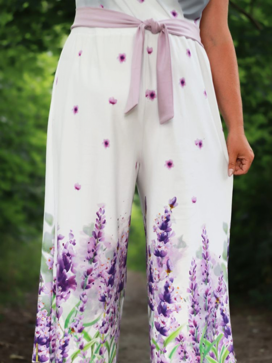 Jersey Bordüren Stoff mit Lavendel