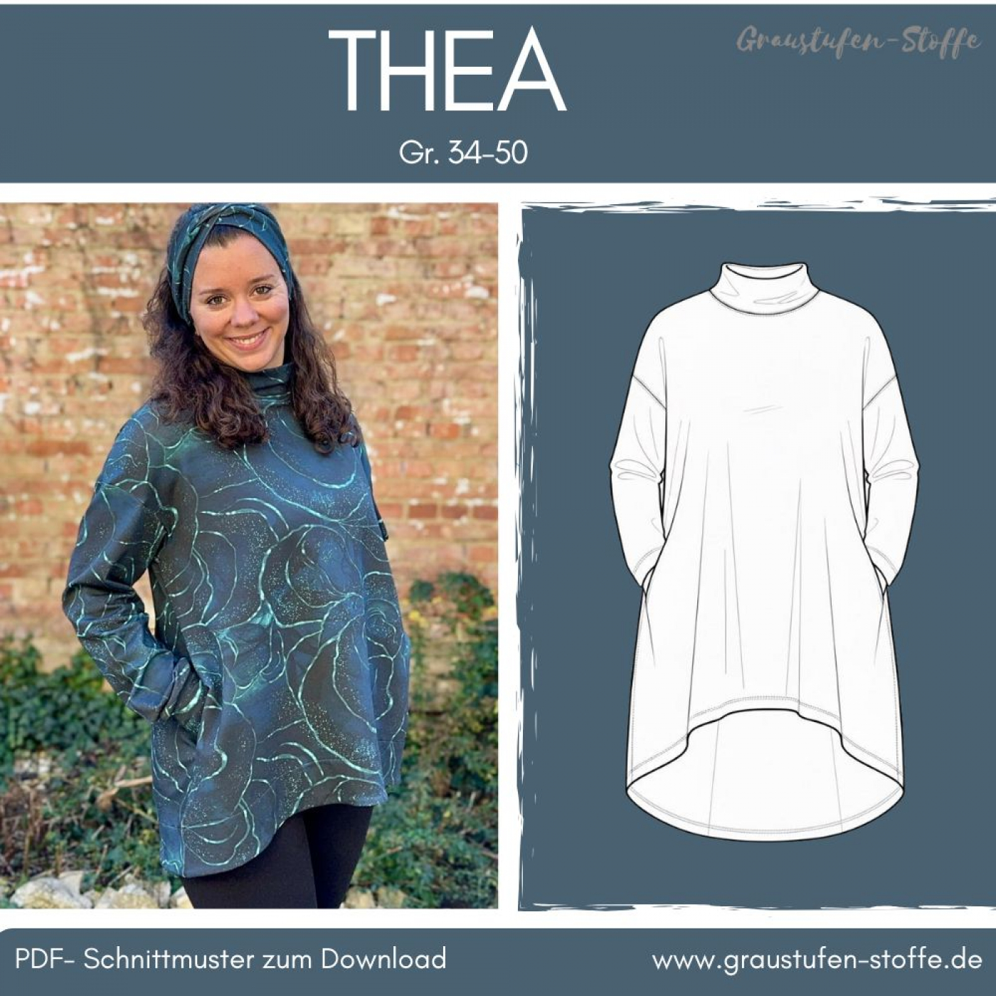 PDF-Schnittmuster: Kleid Hailey in den Gr. 34 - 50