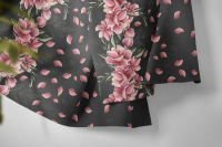 Magnolia anthrazit, Bordüre auf Baumwolljersey, exklusive Eigenproduktion von Graustufen-Stoffe